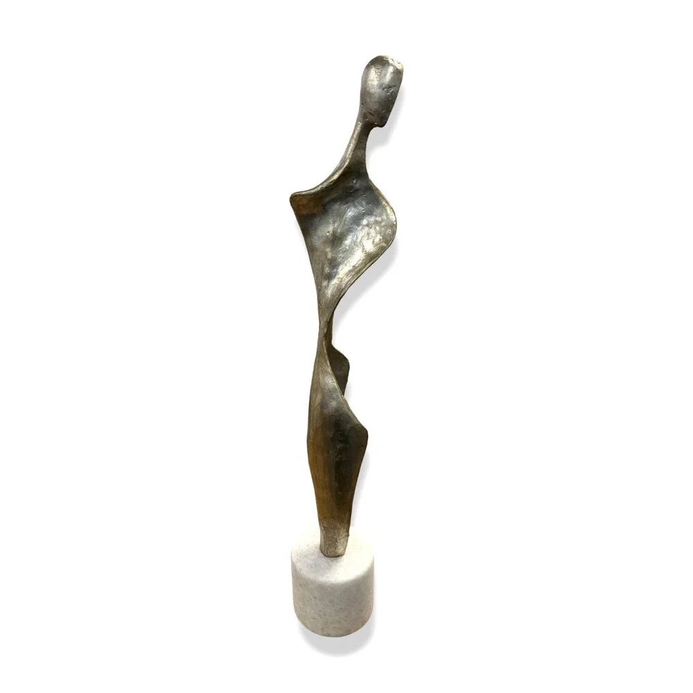 $340 Global Views Silver Iron Silhouette Decorative Centerpiece Sculpture